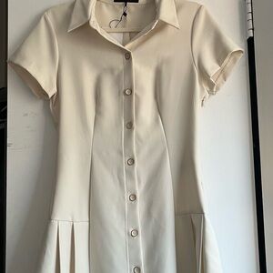 Cream Button-Up Dress